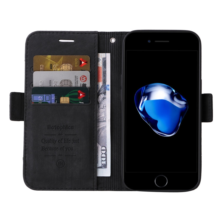 For iPhone SE 2022 / SE 2020 / 7 / 8 BETOPNICE Dual-side Buckle Leather Phone Case(Black) - HoMEdemic™ 