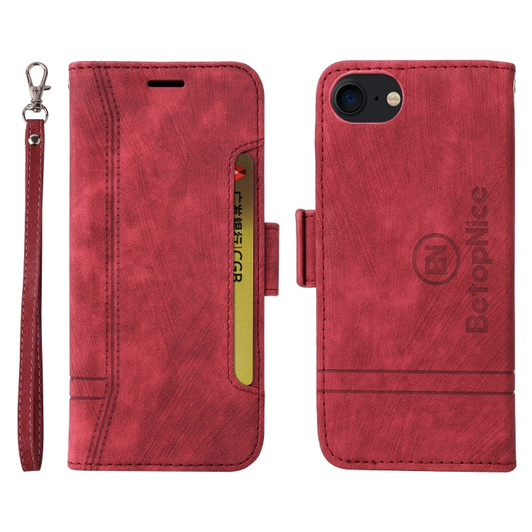 For iPhone SE 2022 / SE 2020 / 7 / 8 BETOPNICE Dual-side Buckle Leather Phone Case(Red) - HoMEdemic™ 