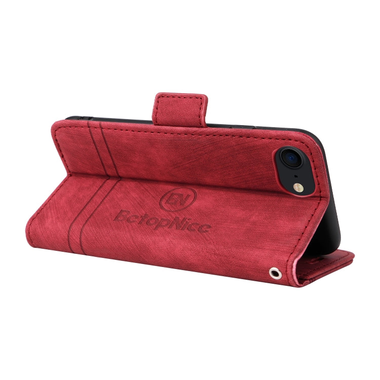 For iPhone SE 2022 / SE 2020 / 7 / 8 BETOPNICE Dual-side Buckle Leather Phone Case(Red) - HoMEdemic™ 