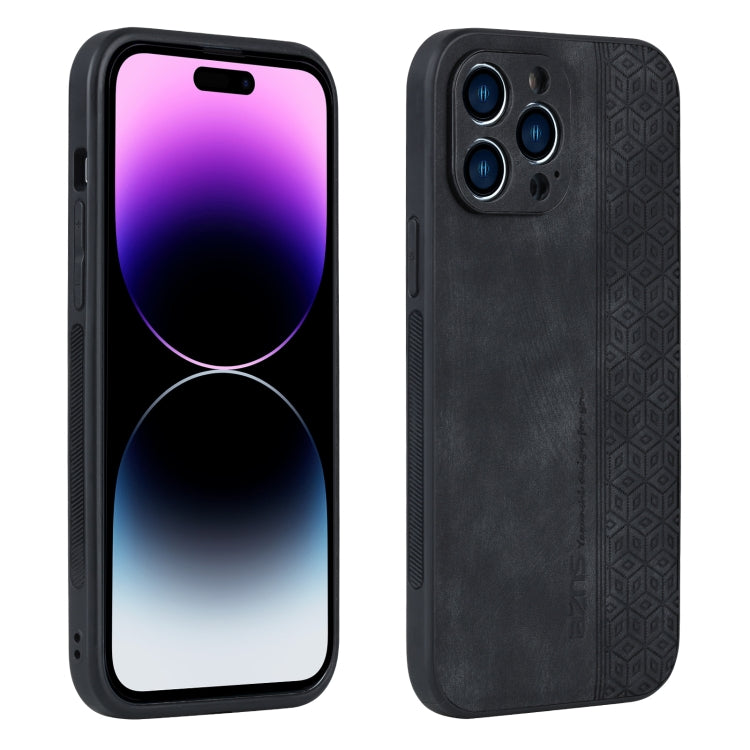 For iPhone 14 Pro AZNS 3D Embossed Skin Feel Phone Case(Black) - HoMEdemic™ 