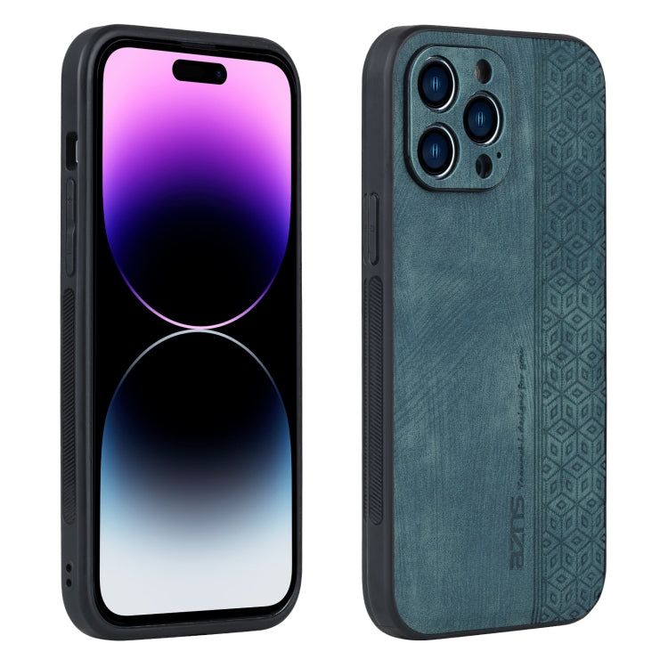 For iPhone 14 Pro AZNS 3D Embossed Skin Feel Phone Case(Dark Green) - HoMEdemic™ 