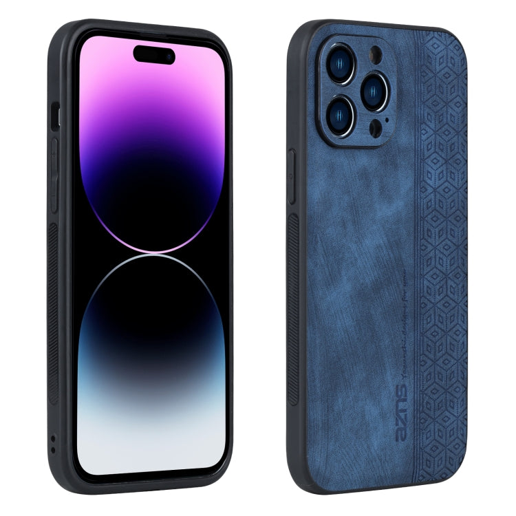 For iPhone 14 Pro AZNS 3D Embossed Skin Feel Phone Case(Sapphire Blue) - HoMEdemic™ 
