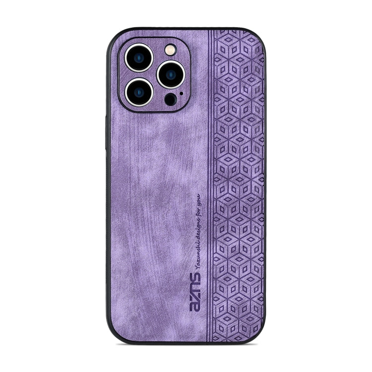 For iPhone 14 Pro AZNS 3D Embossed Skin Feel Phone Case(Purple) - HoMEdemic™ 