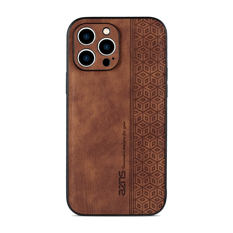 For iPhone 13 Pro Max AZNS 3D Embossed Skin Feel Phone Case(Brown) - HoMEdemic™ 