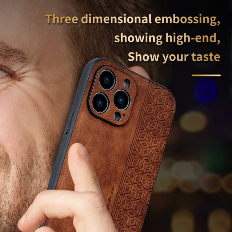 For iPhone 13 Pro Max AZNS 3D Embossed Skin Feel Phone Case(Brown) - HoMEdemic™ 