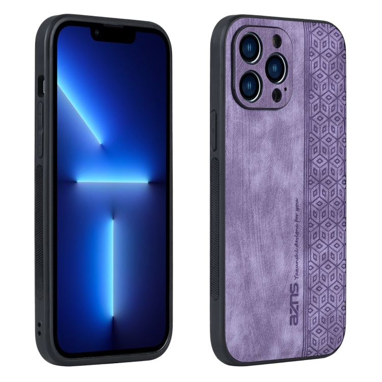 For iPhone 13 Pro AZNS 3D Embossed Skin Feel Phone Case(Purple) - HoMEdemic™ 