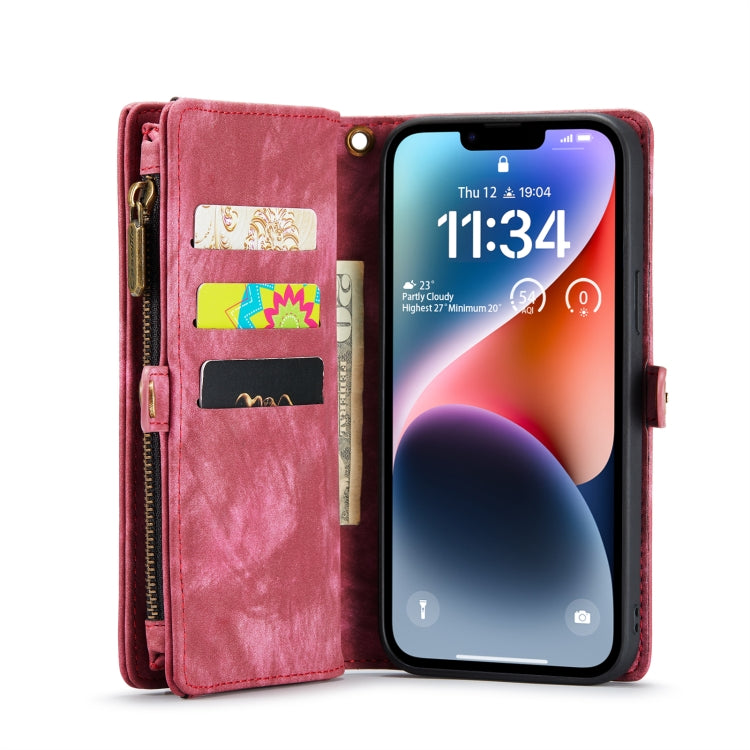 For iPhone 14 CaseMe 008 Detachable Multifunctional Leather Phone Case(Red) - HoMEdemic™ 