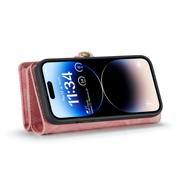 For iPhone 14 Pro CaseMe 008 Detachable Multifunctional Leather Phone Case(Pink) - HoMEdemic™ 