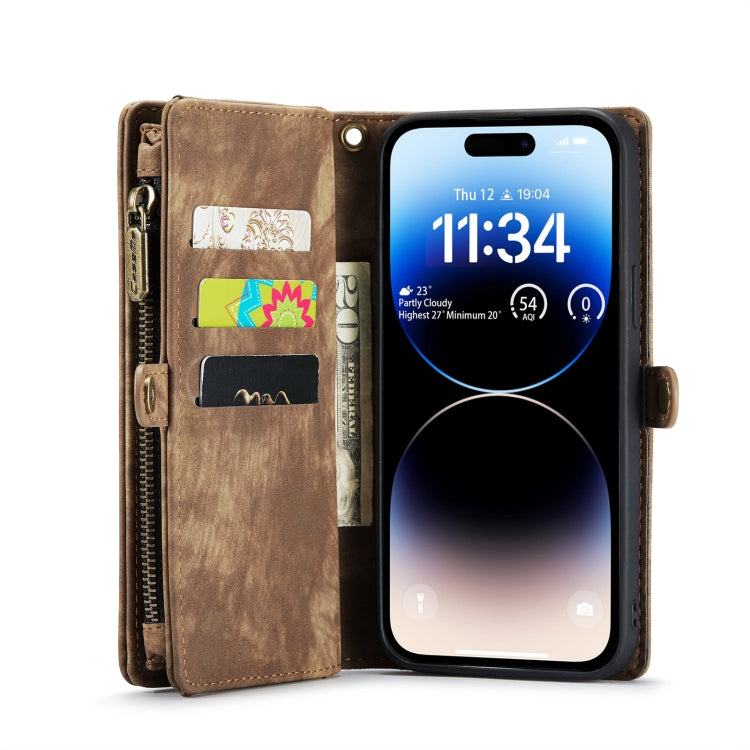 For iPhone 14 Pro Max CaseMe 008 Detachable Multifunctional Leather Phone Case(Brown) - HoMEdemic™ 