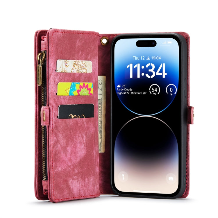 For iPhone 14 Pro Max CaseMe 008 Detachable Multifunctional Leather Phone Case(Red) - HoMEdemic™ 