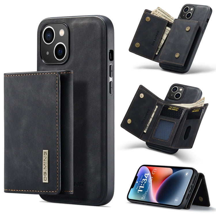 For iPhone 14 Plus DG.MING M1 Series 3-Fold Multi Card Wallet Leather Case(Black) - HoMEdemic™ 