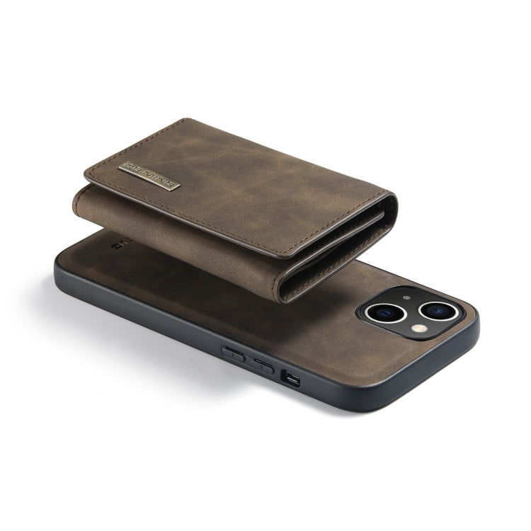 For iPhone 14 Plus DG.MING M1 Series 3-Fold Multi Card Wallet Leather Case(Coffee) - HoMEdemic™ 