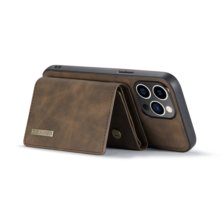 For iPhone 14 Pro DG.MING M1 Series 3-Fold Multi Card Wallet Leather Case(Coffee) - HoMEdemic™ 