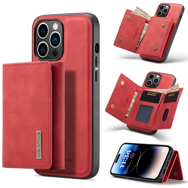 For iPhone 14 Pro DG.MING M1 Series 3-Fold Multi Card Wallet Leather Case(Red) - HoMEdemic™ 