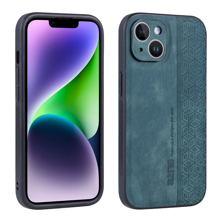 For iPhone 14 AZNS 3D Embossed Skin Feel Phone Case(Dark Green) - HoMEdemic™ 