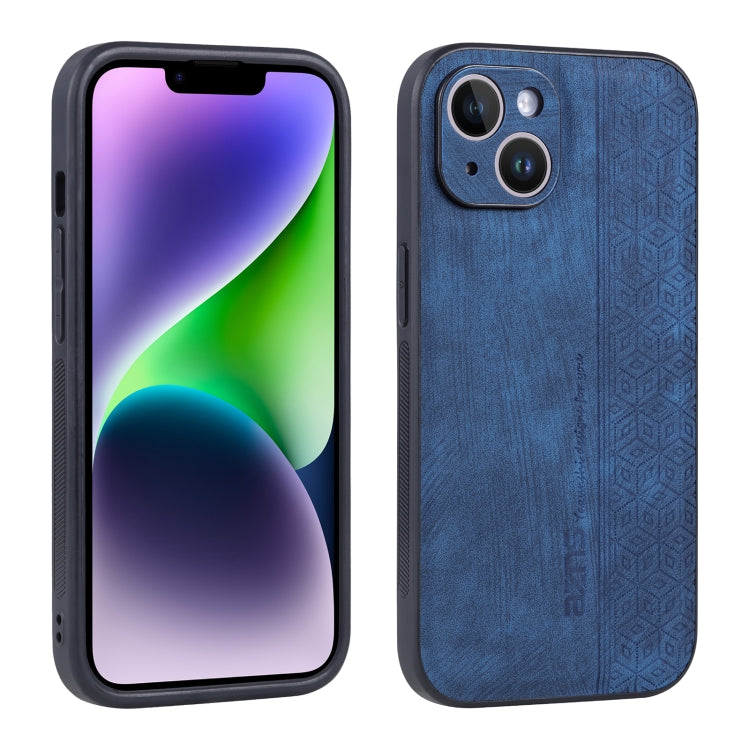 For iPhone 14 AZNS 3D Embossed Skin Feel Phone Case(Sapphire Blue) - HoMEdemic™ 
