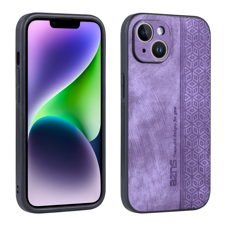 For iPhone 14 AZNS 3D Embossed Skin Feel Phone Case(Purple) - HoMEdemic™ 