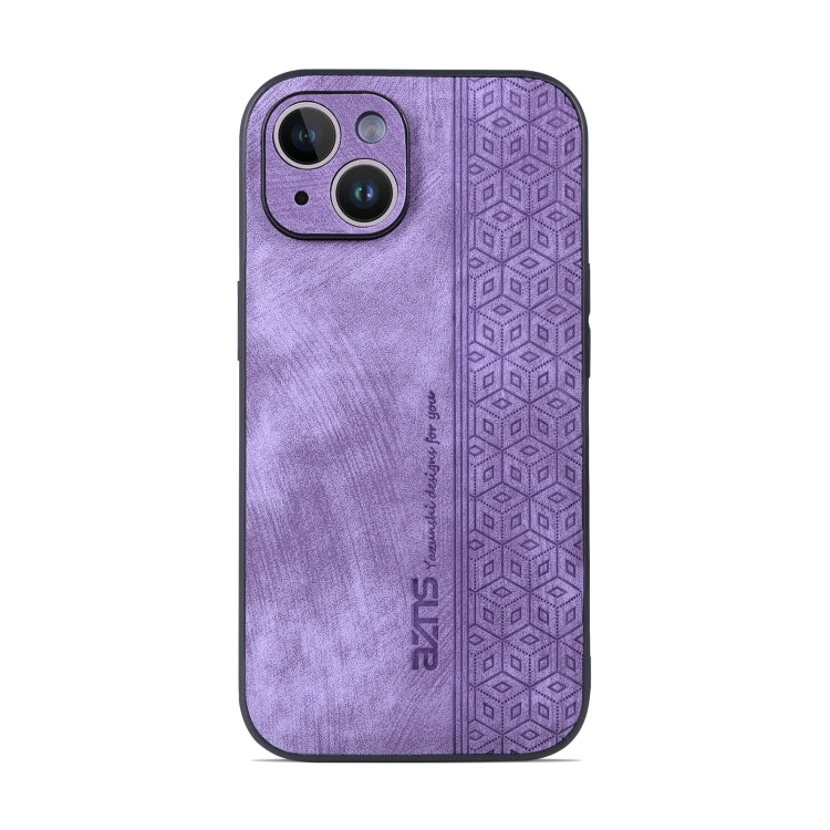 For iPhone 14 AZNS 3D Embossed Skin Feel Phone Case(Purple) - HoMEdemic™ 