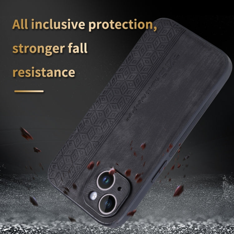 For iPhone 14 AZNS 3D Embossed Skin Feel Phone Case(Brown) - HoMEdemic™ 