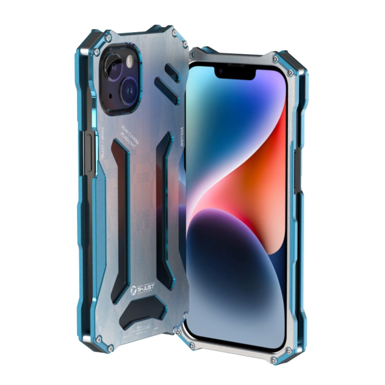 For iPhone 14 Plus R-JUST RJ17 Shockproof Armor Metal Phone Case(Blue) - HoMEdemic™ 