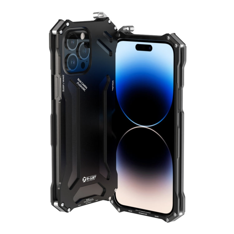 For iPhone 14 Pro R-JUST RJ17 Shockproof Armor Metal Phone Case(Black) - HoMEdemic™ 