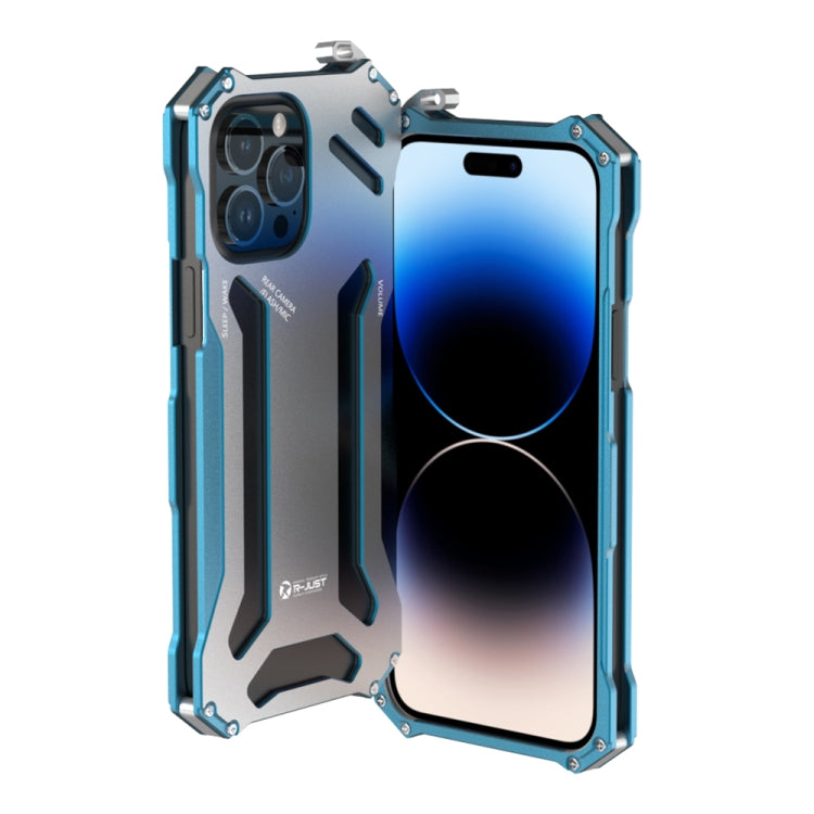 For iPhone 14 Pro R-JUST RJ17 Shockproof Armor Metal Phone Case(Blue) - HoMEdemic™ 