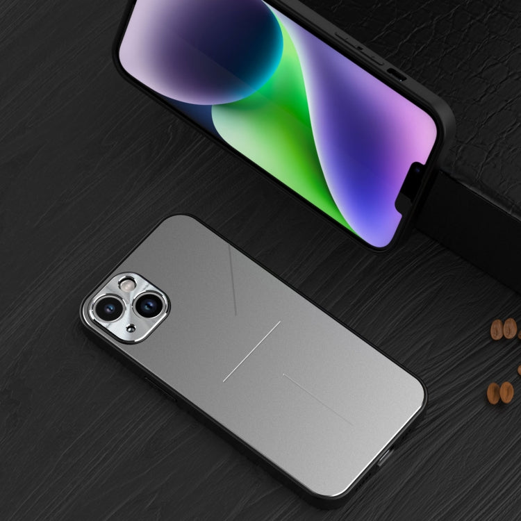 For iPhone 14 R-JUST RJ52 3-Line Style Metal TPU Shockproof Phone Case(Silver) - HoMEdemic™ 