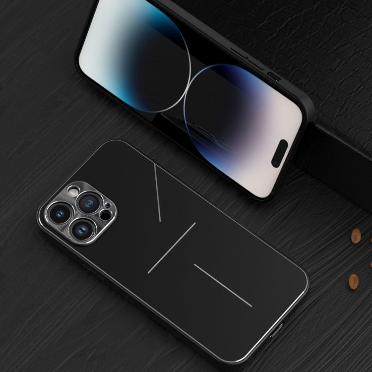 For iPhone 14 Pro R-JUST RJ52 3-Line Style Metal TPU Shockproof Phone Case(Black) - HoMEdemic™ 