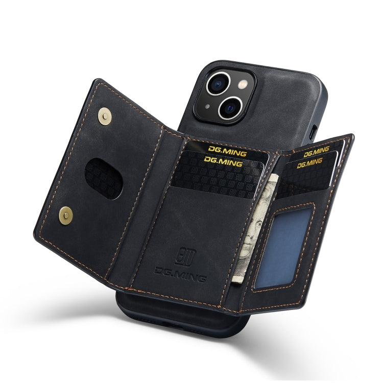 For iPhone 14 DG.MING M2 Series 3-Fold Card Bag Leather Case(Black) - HoMEdemic™ 