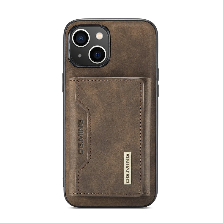 For iPhone 14 DG.MING M2 Series 3-Fold Card Bag Leather Case(Coffee) - HoMEdemic™ 