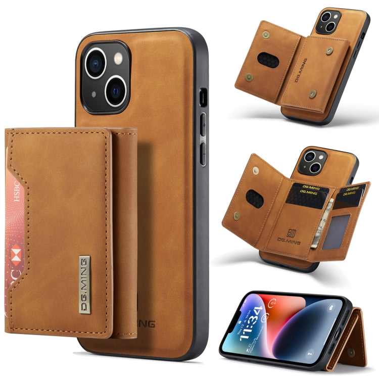 For iPhone 14 Plus DG.MING M2 Series 3-Fold Card Bag Leather Case(Brown) - HoMEdemic™ 
