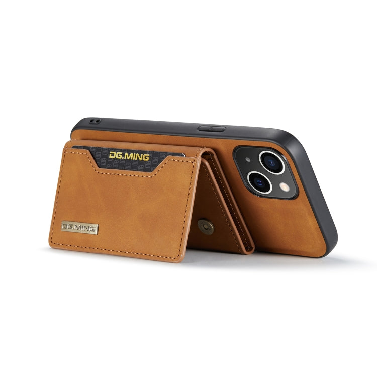For iPhone 14 Plus DG.MING M2 Series 3-Fold Card Bag Leather Case(Brown) - HoMEdemic™ 
