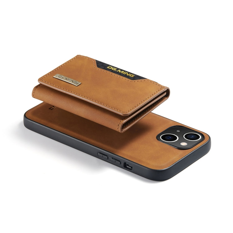 For iPhone 14 Plus DG.MING M2 Series 3-Fold Card Bag Leather Case(Brown) - HoMEdemic™ 