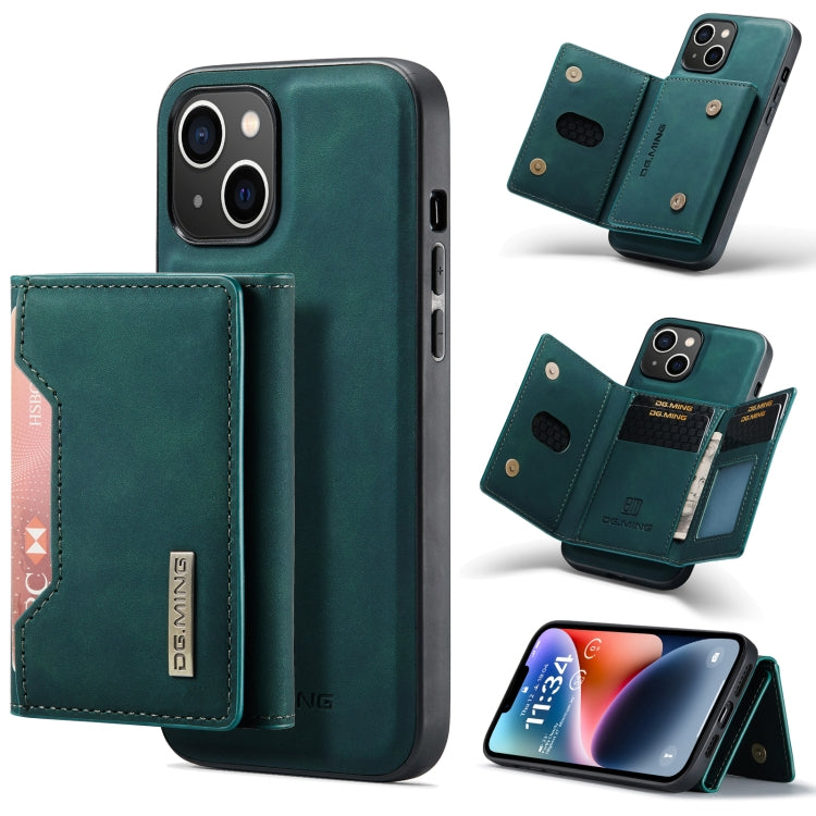 For iPhone 14 Plus DG.MING M2 Series 3-Fold Card Bag Leather Case(Green) - HoMEdemic™ 