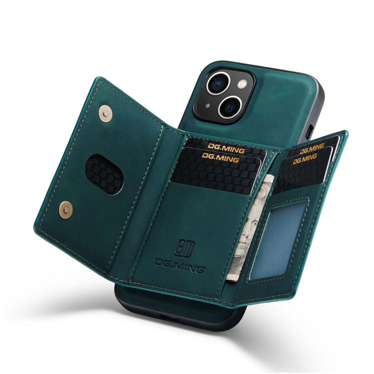 For iPhone 14 Plus DG.MING M2 Series 3-Fold Card Bag Leather Case(Green) - HoMEdemic™ 