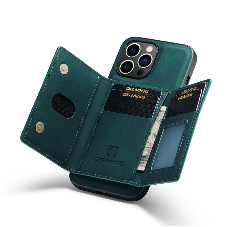 For iPhone 14 Pro Max DG.MING M2 Series 3-Fold Card Bag Leather Case(Green) - HoMEdemic™ 