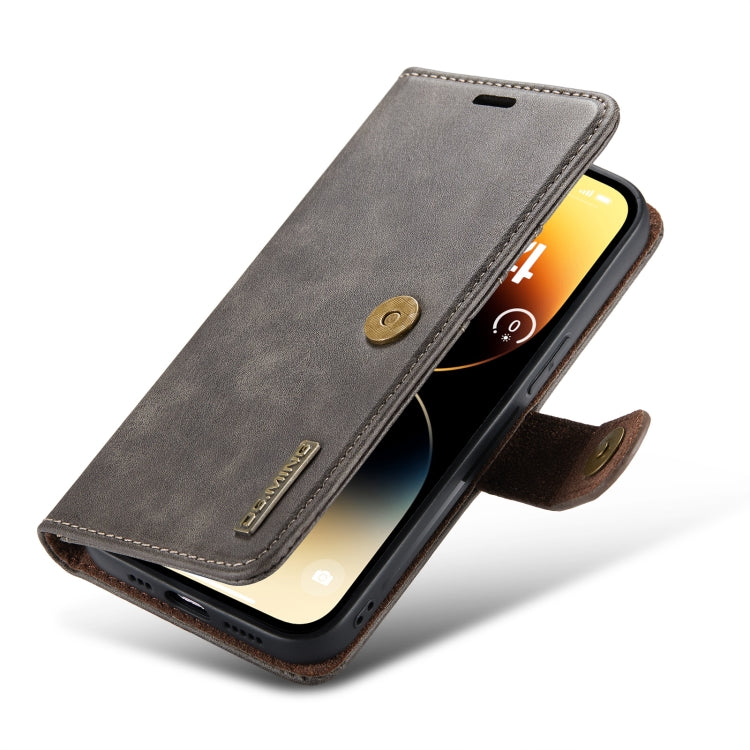 For iPhone 14 Pro DG.MING Crazy Horse Texture Detachable Magnetic Leather Case(Grey) - HoMEdemic™ 