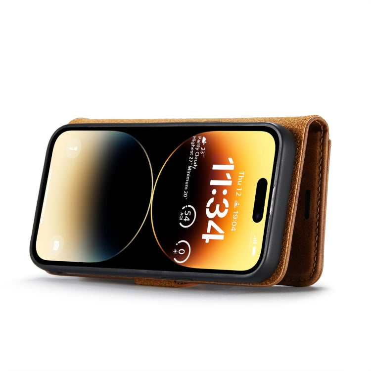 For iPhone 14 Pro DG.MING Crazy Horse Texture Detachable Magnetic Leather Case(Brown) - HoMEdemic™ 