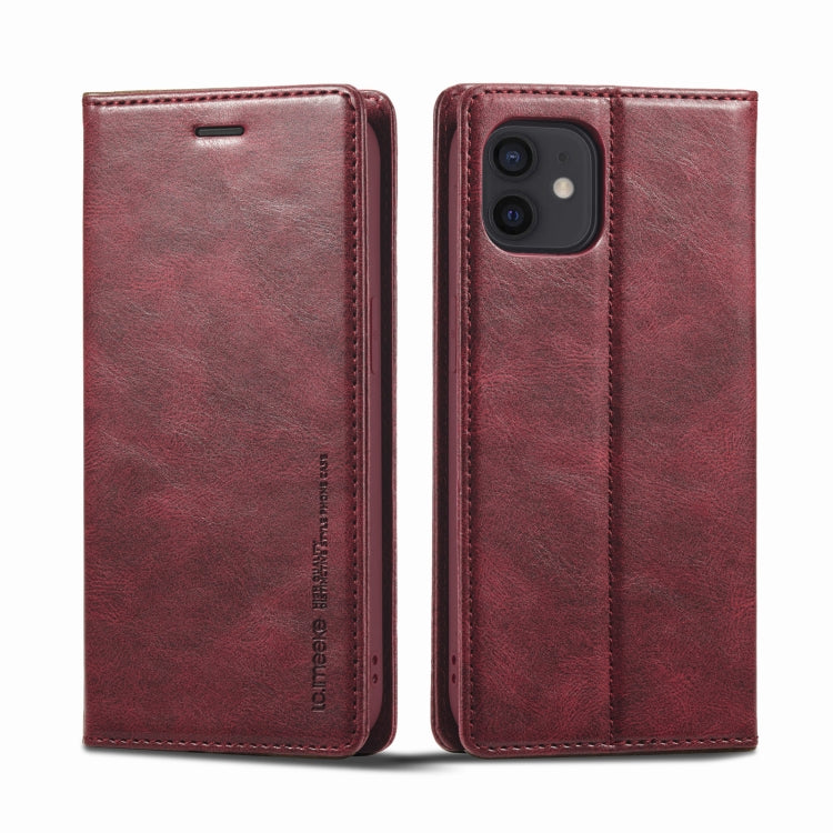 For iPhone 12 mini LC.IMEEKE RFID Anti-theft Leather Phone Case(Red) - HoMEdemic™ 
