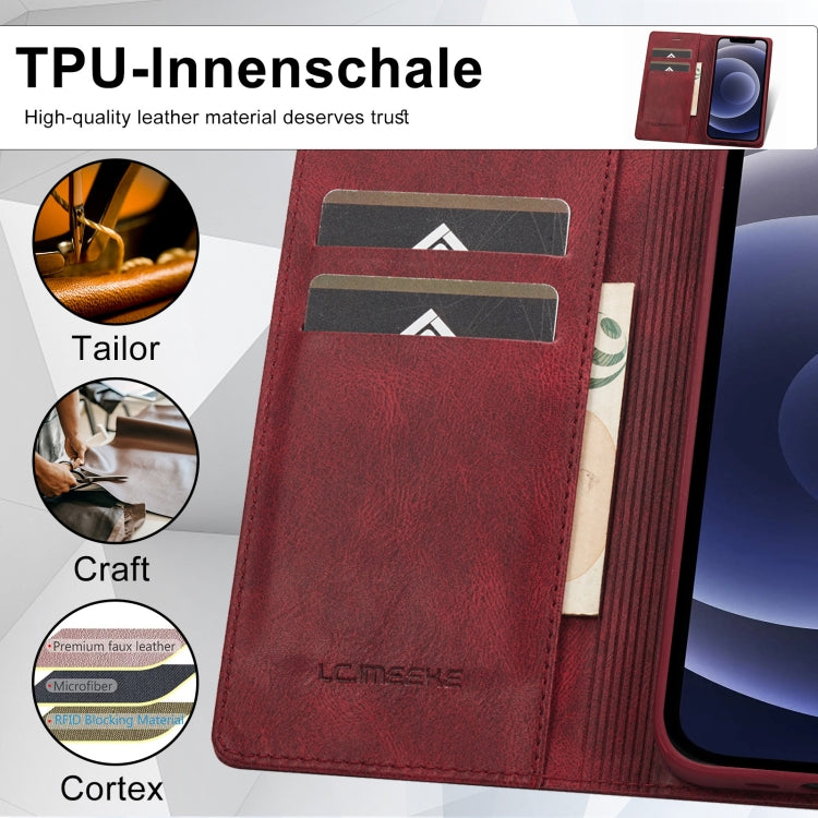 For iPhone 12 mini LC.IMEEKE RFID Anti-theft Leather Phone Case(Red) - HoMEdemic™ 