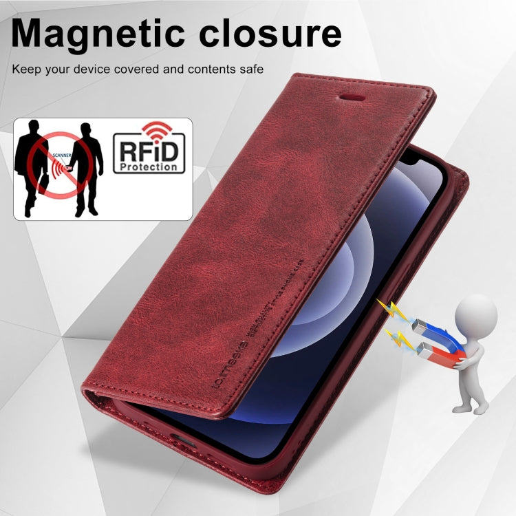 For iPhone 12 mini LC.IMEEKE RFID Anti-theft Leather Phone Case(Red) - HoMEdemic™ 