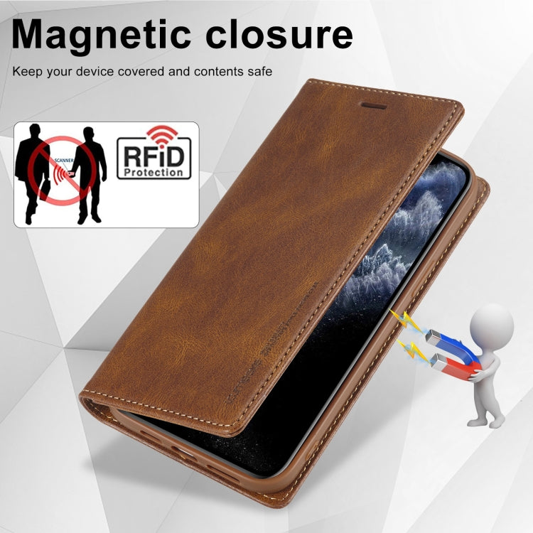 For iPhone 11 Pro LC.IMEEKE RFID Anti-theft Leather Phone Case(Brown) - HoMEdemic™ 