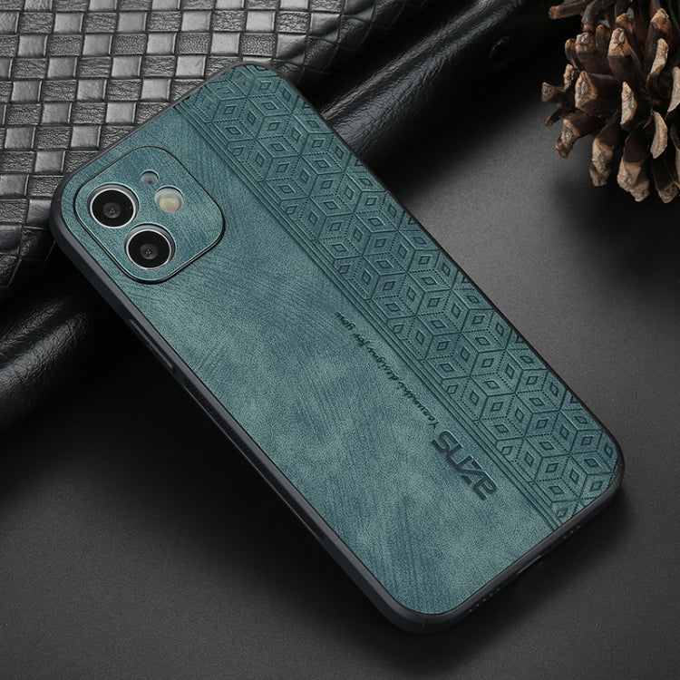 For iPhone 12 AZNS 3D Embossed Skin Feel Phone Case(Dark Green) - HoMEdemic™ 