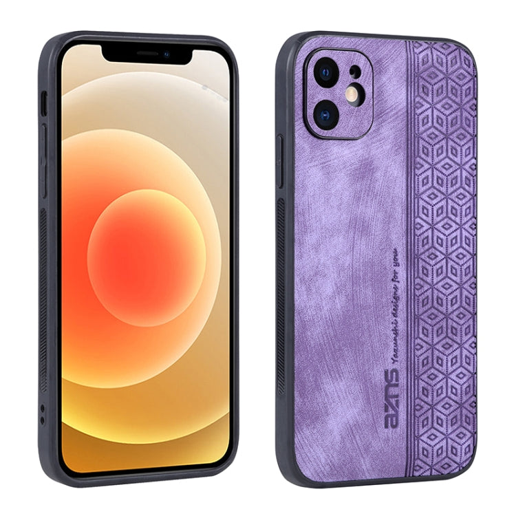 For iPhone 12 AZNS 3D Embossed Skin Feel Phone Case(Purple) - HoMEdemic™ 