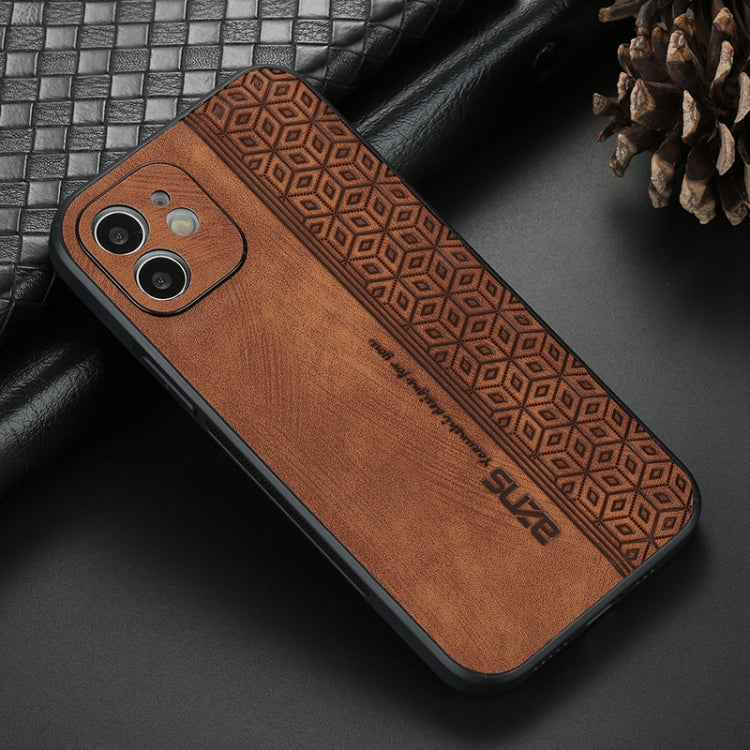 For iPhone 12 AZNS 3D Embossed Skin Feel Phone Case(Brown) - HoMEdemic™ 
