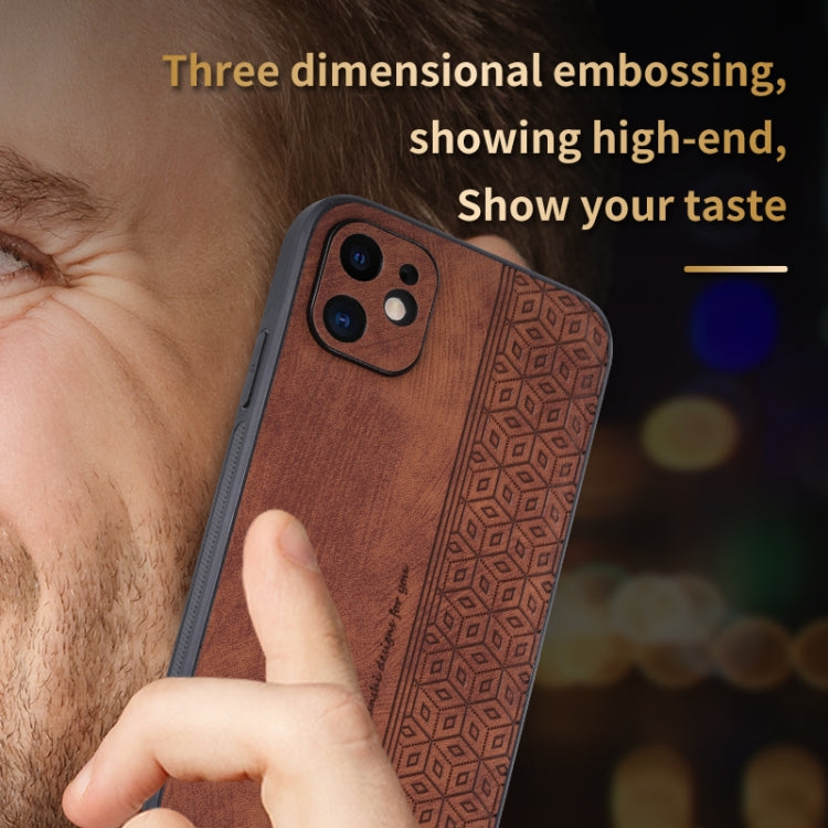 For iPhone 11 AZNS 3D Embossed Skin Feel Phone Case(Brown) - HoMEdemic™ 