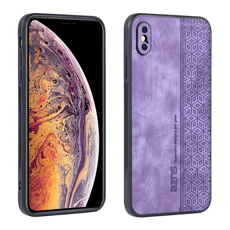 For iPhone X / XS AZNS 3D Embossed Skin Feel Phone Case(Purple) - HoMEdemic™ 