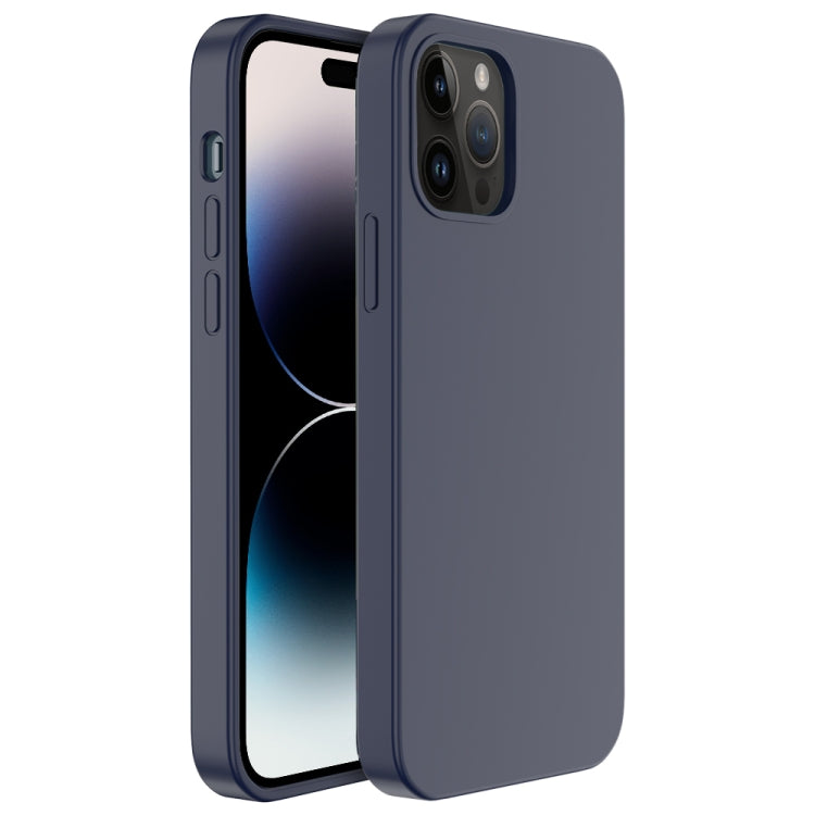 For iPhone 14 Pro Mutural Yuemu Series Liquid Silicone Microfiber Case(Dark Blue)) - HoMEdemic™ 