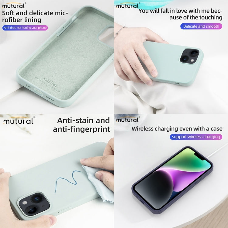 For iPhone 14 Mutural Yuemu Series Liquid Silicone Microfiber Case(Dark Blue)) - HoMEdemic™ 