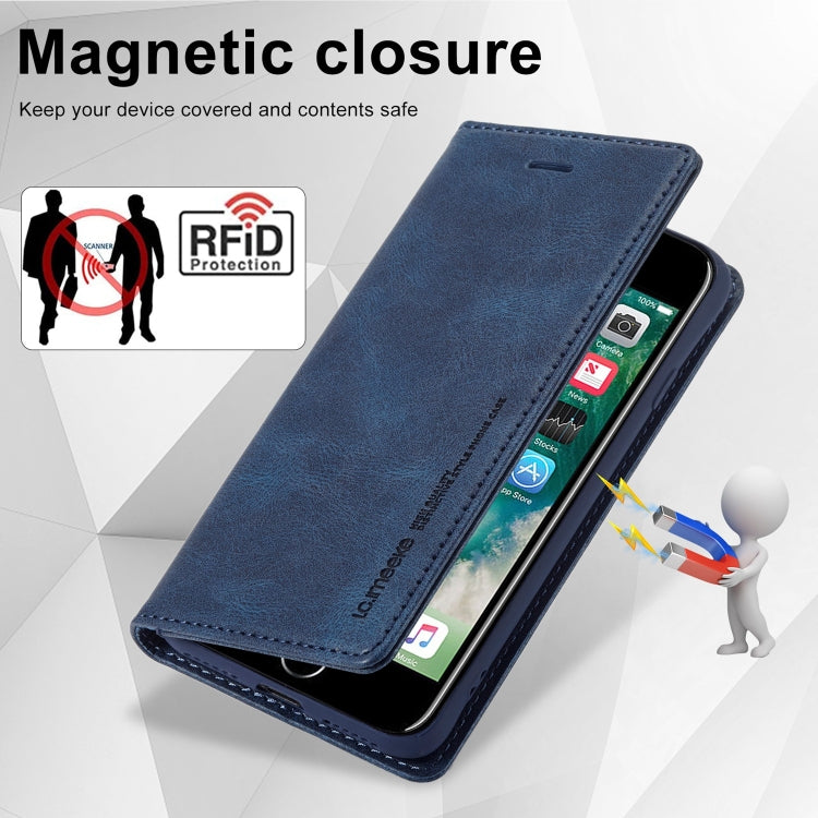 For iPhone SE 2022 / SE 2020 / 8 / 7 LC.IMEEKE RFID Anti-theft Leather Phone Case(Blue) - HoMEdemic™ 